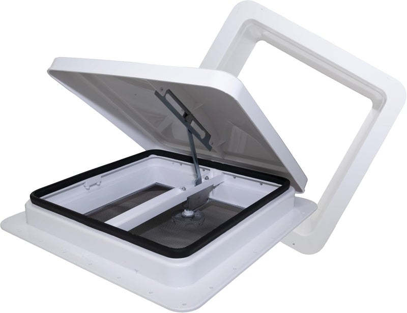 classAcustoms 81111-3G | 14" RV Roof Vent | 3" Garnish Ring | Non Powered | White Lid | Manual Crank | for RV's | Cargo Trailer | Camper and Motorhome (3" Garnish) - Image 5